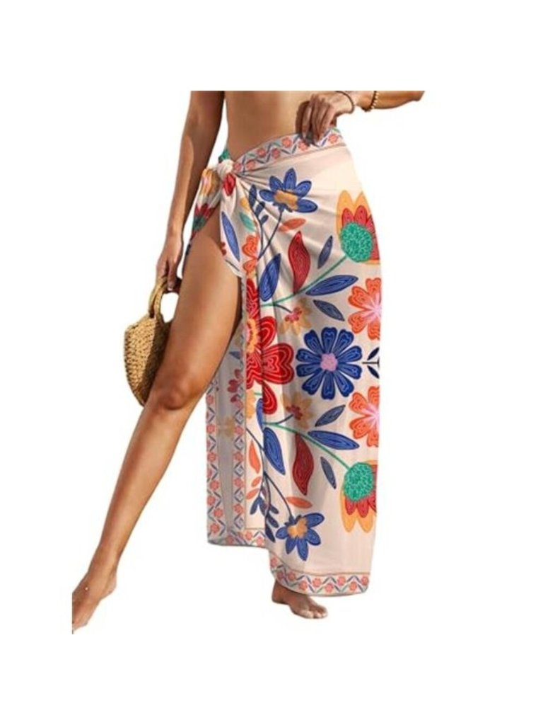 Women's Sheer Sarong High Slit One Size Swimsuit Coverup